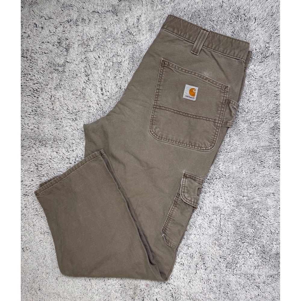 Vtg Carhartt Canvas Utility Cargo Dungaree Pants Men 34x30 Lightweight Workwear